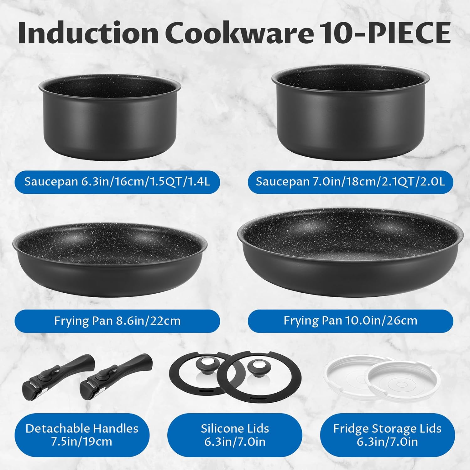 Sturdy Non-Stick Cookware Set for All Hobs