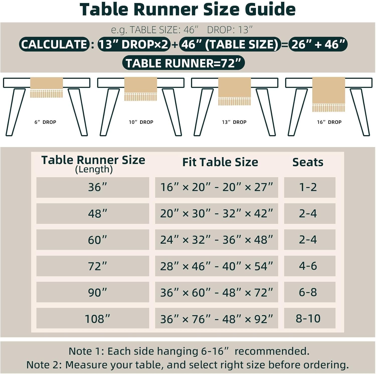 FEXIA Boho Rustic Table Runner 72-Inch for Home Special Events