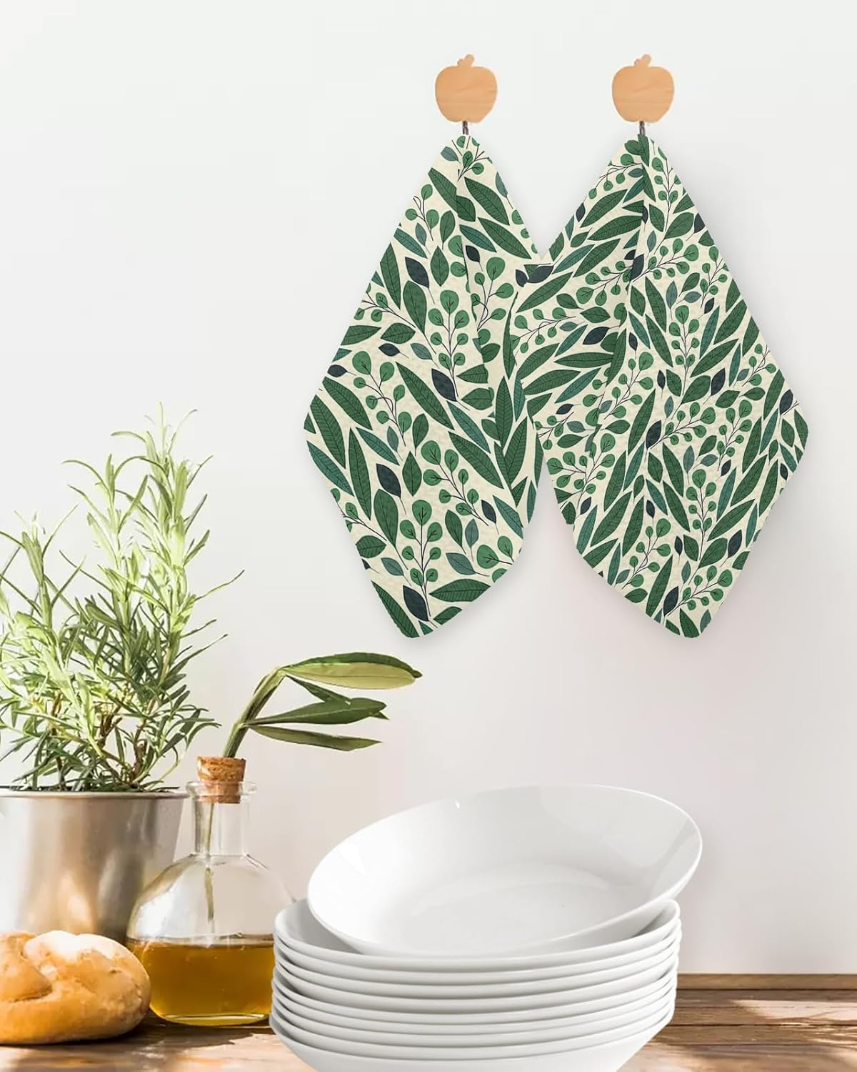 Fresh Soft Tree Leaf Waffle Kitchen Dish Towels Set of 4 12x12