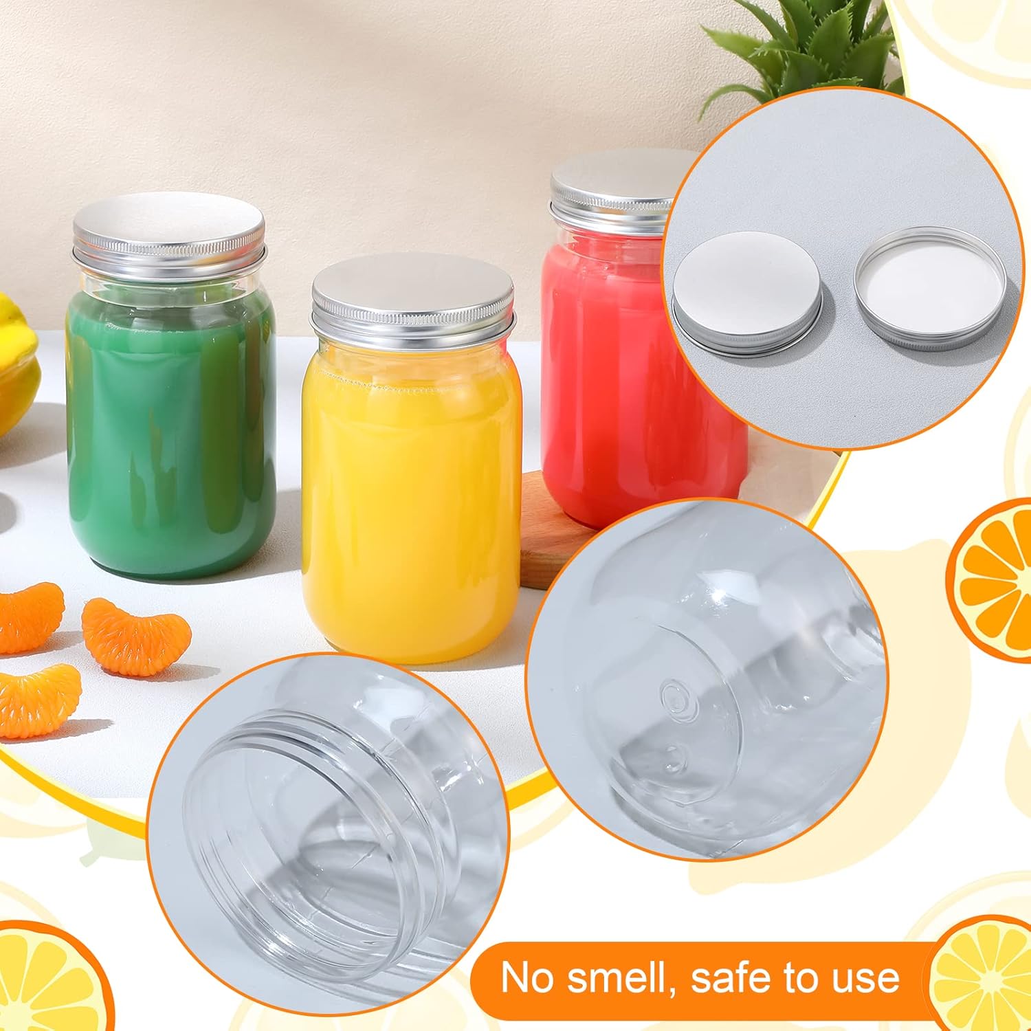 Gerrii 24-Piece 16 oz Clear Plastic Mason Jars