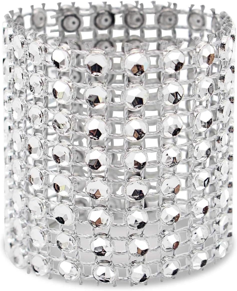 Elegant Rhinestone Napkin Rings 120 Pack Silver Perfect for Weddings Parties