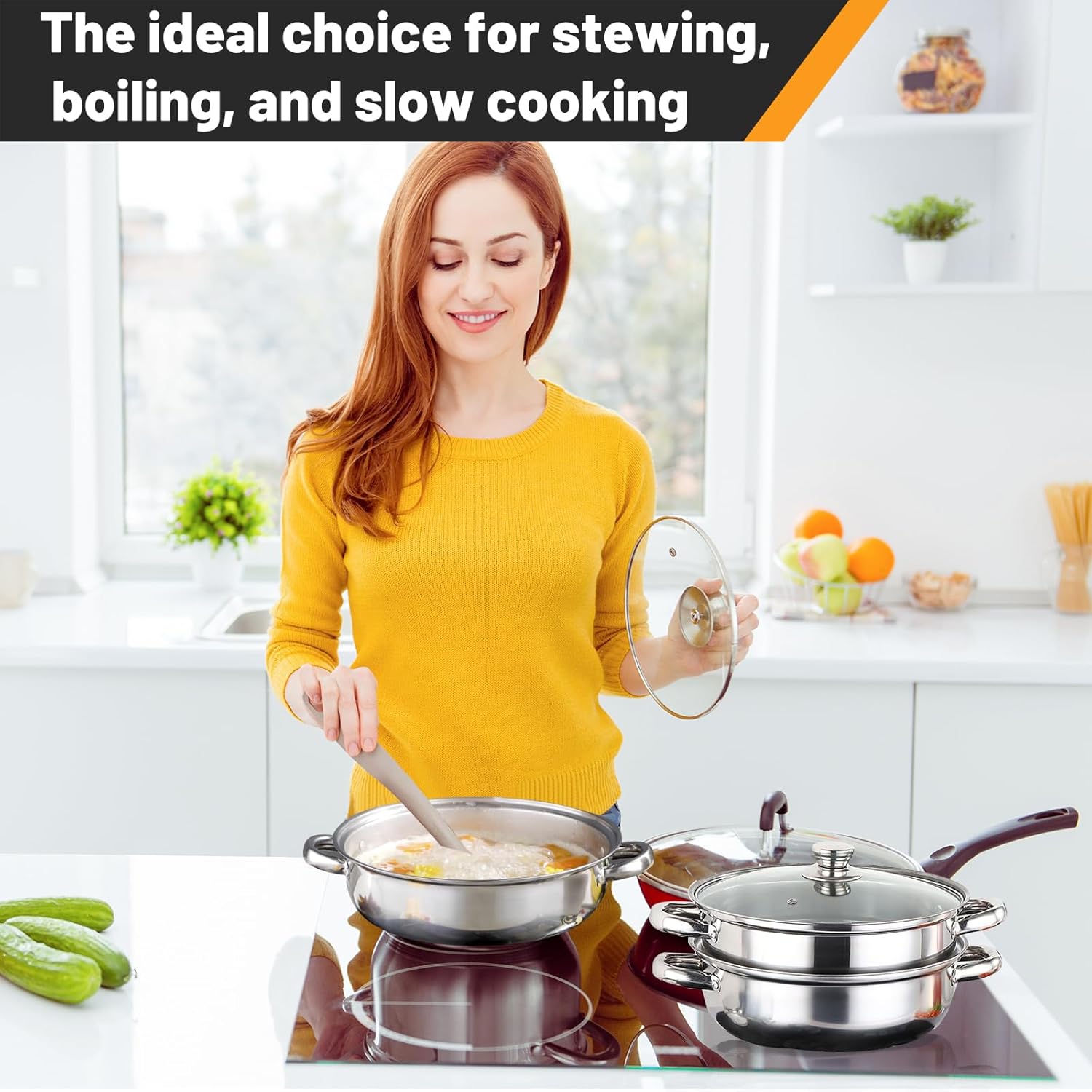 Stainless Steel 2-Tier Steamer Pot
