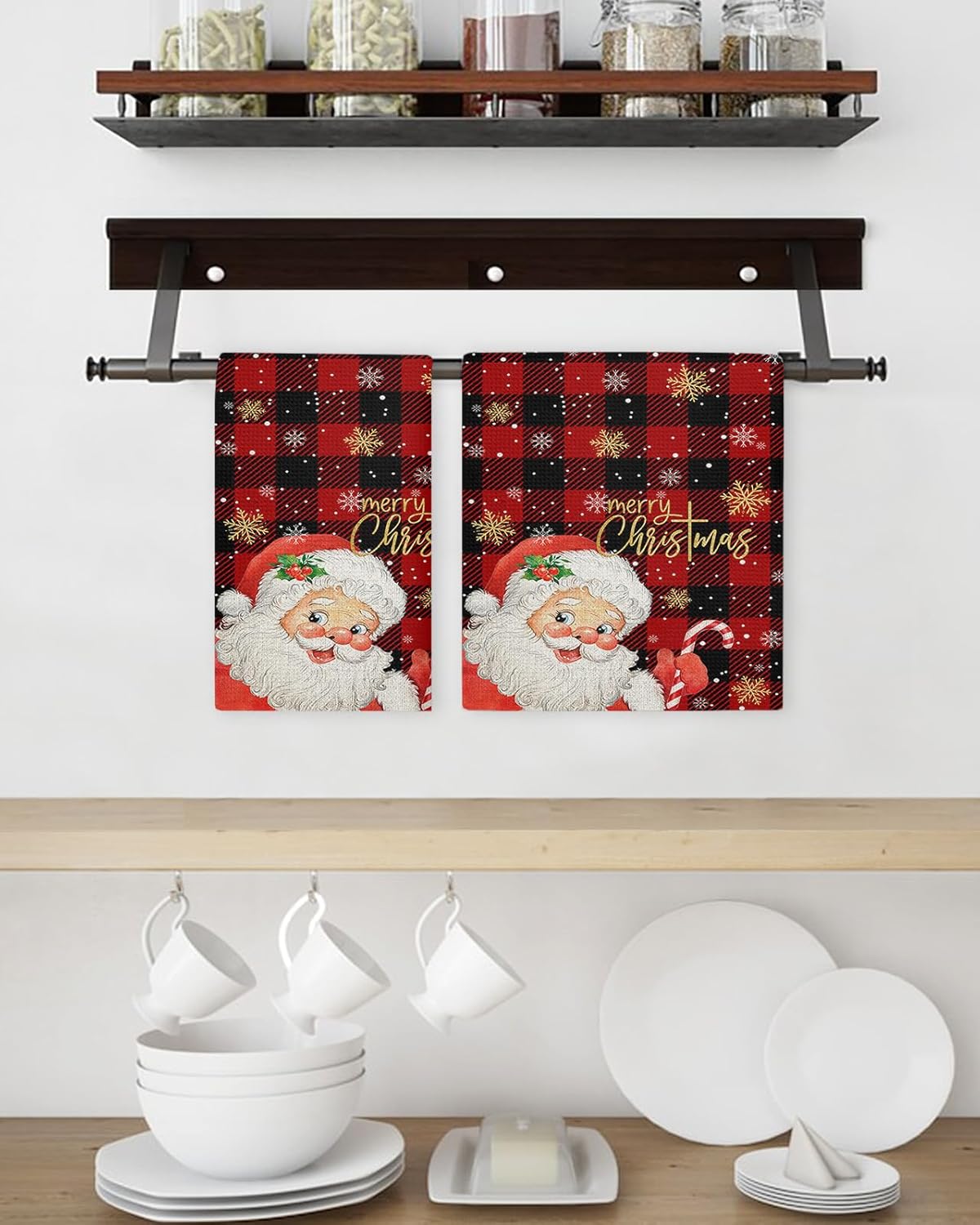 Holiday Christmas Santa Hand Towels