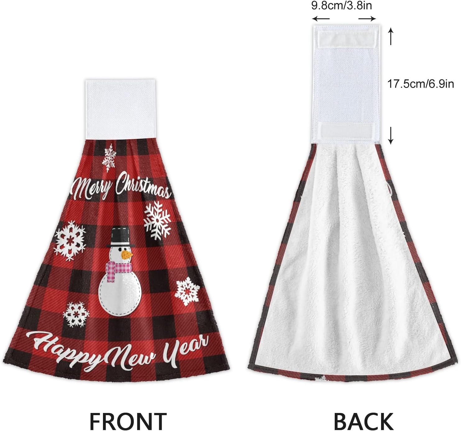 Aslsiy Christmas Snowman Plaid Kitchen Towel Set of 2