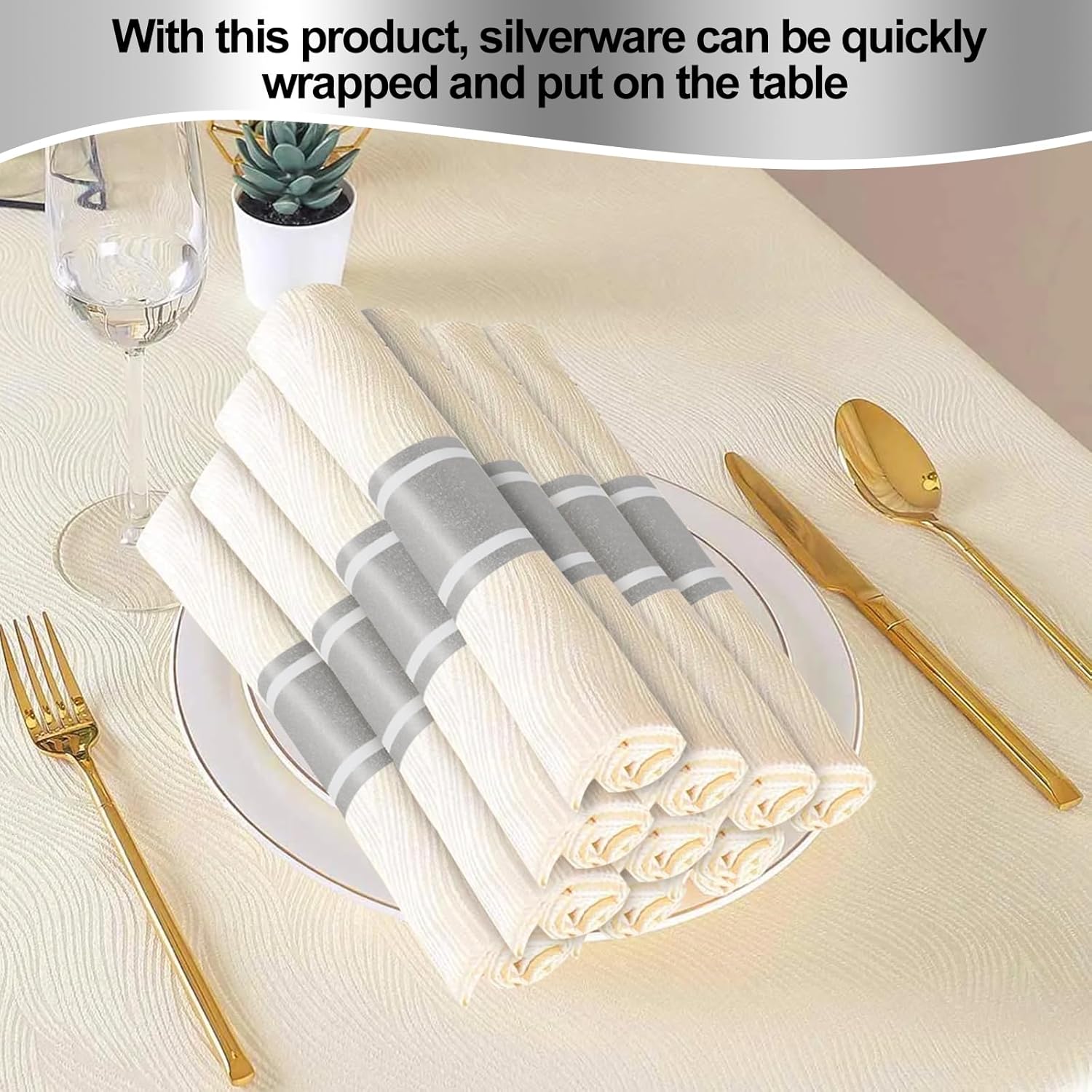 Matte Silver Napkin Rings for Parties Weddings