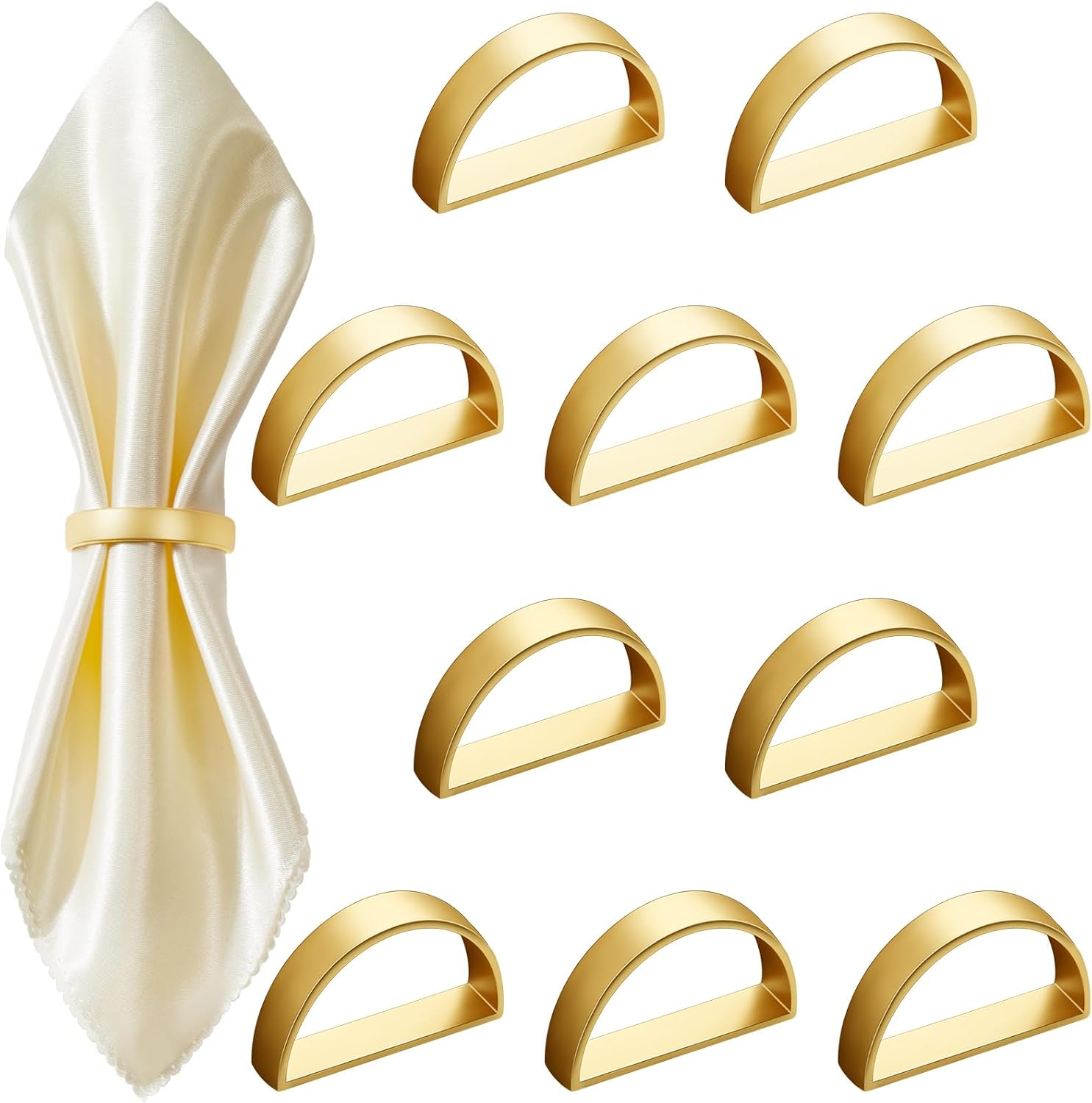 CHENGU 40 Pcs Matte Gold Semicircle Napkin Rings