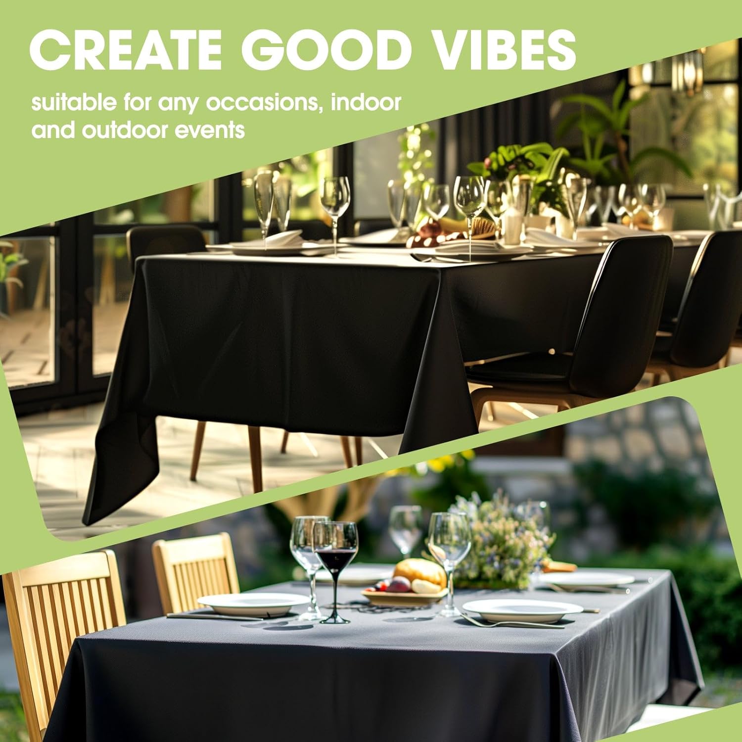 Pureegg Tablecloth - 60x84 inch Black Washable Soft Durable