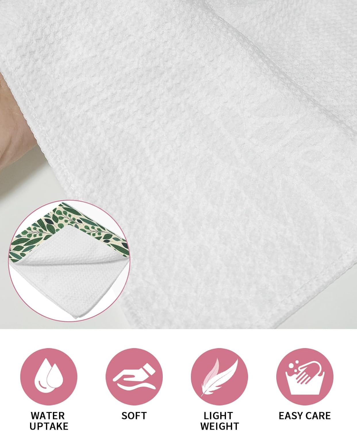 Fresh Soft Tree Leaf Waffle Kitchen Dish Towels Set of 4 12x12