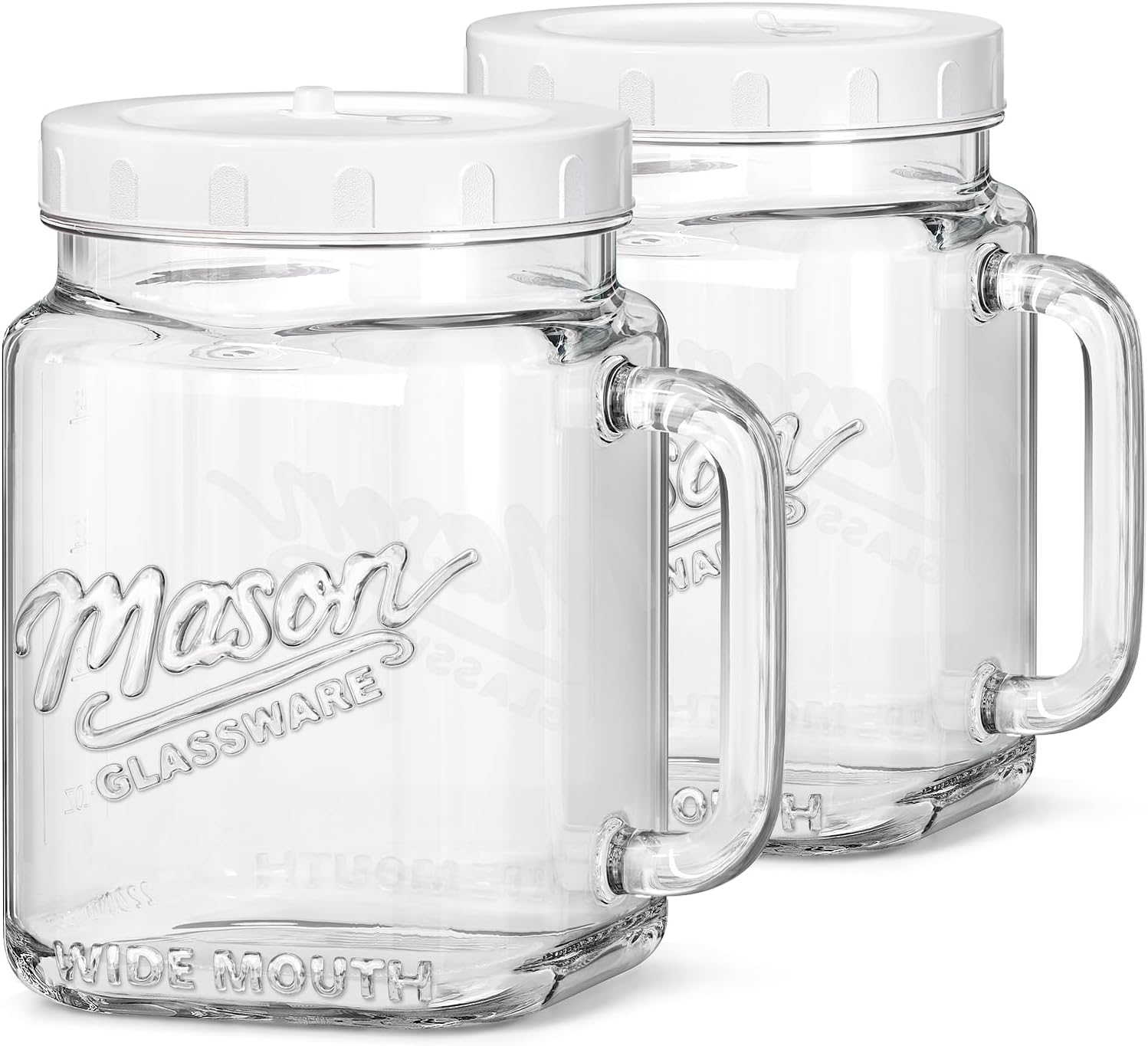 2 Pack 74 oz Glass Mason Jars with Wide Mouth