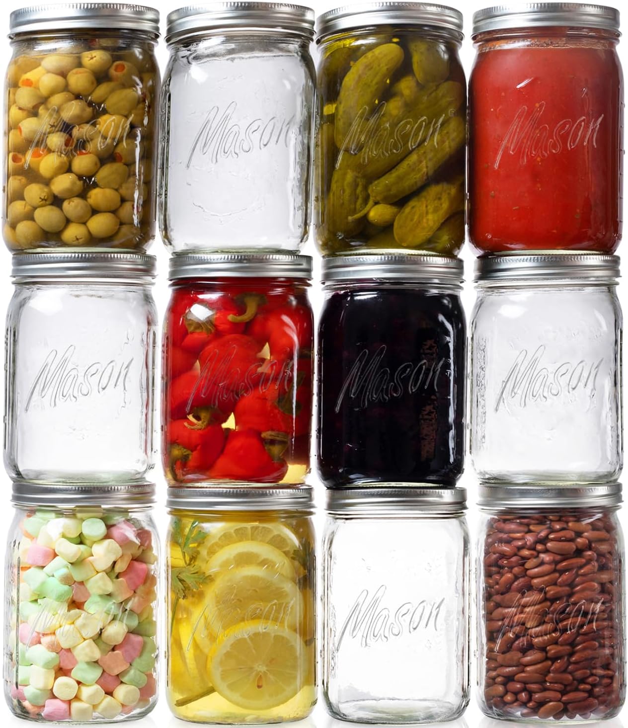 Mason Jars 12Pack of 32oz Airtight Made in USA