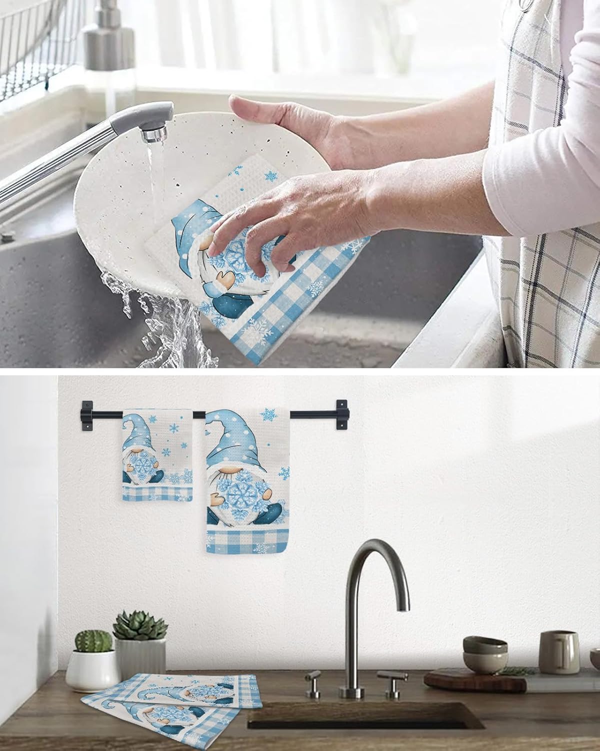 Christmas Blue Dish Towels Set