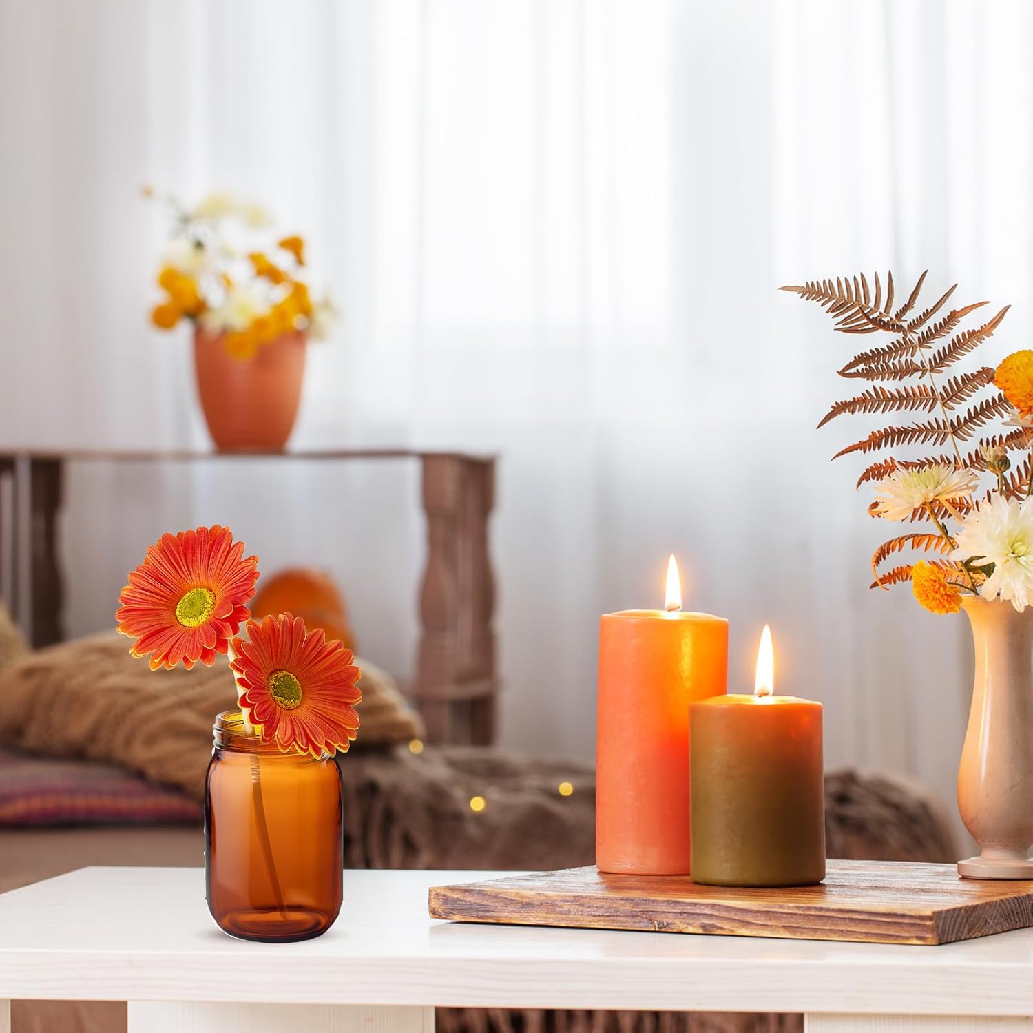 Norme 8-Piece Amber Mason Jars