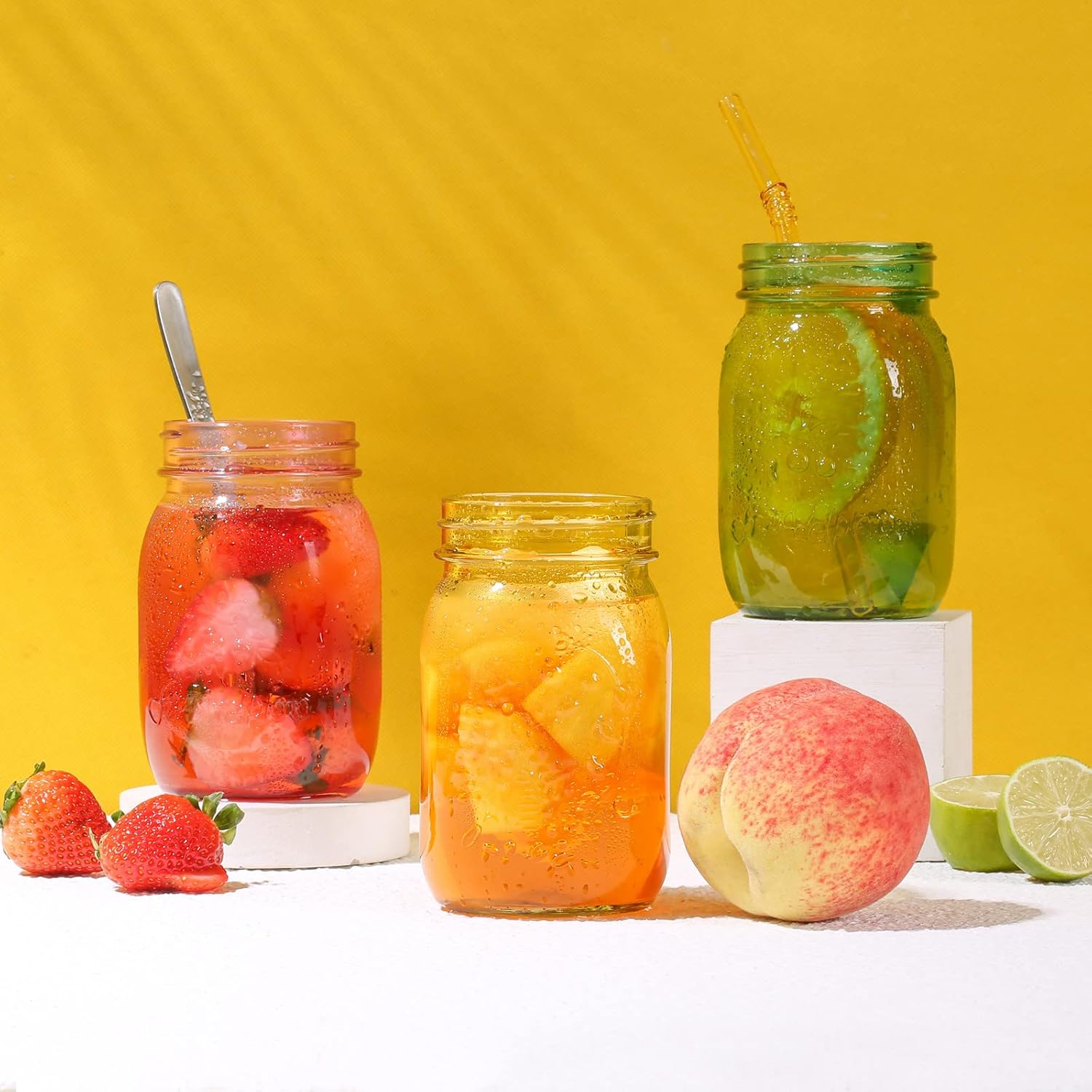 Sturdy 16 oz Teal Mason Jars with Sealed Lids