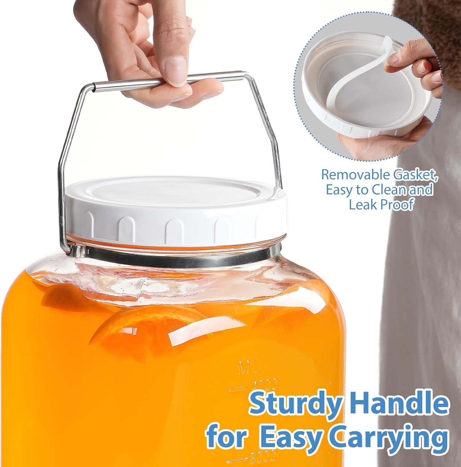 15 Gallon Glass Jars with Airtight Lid for Canning Storage