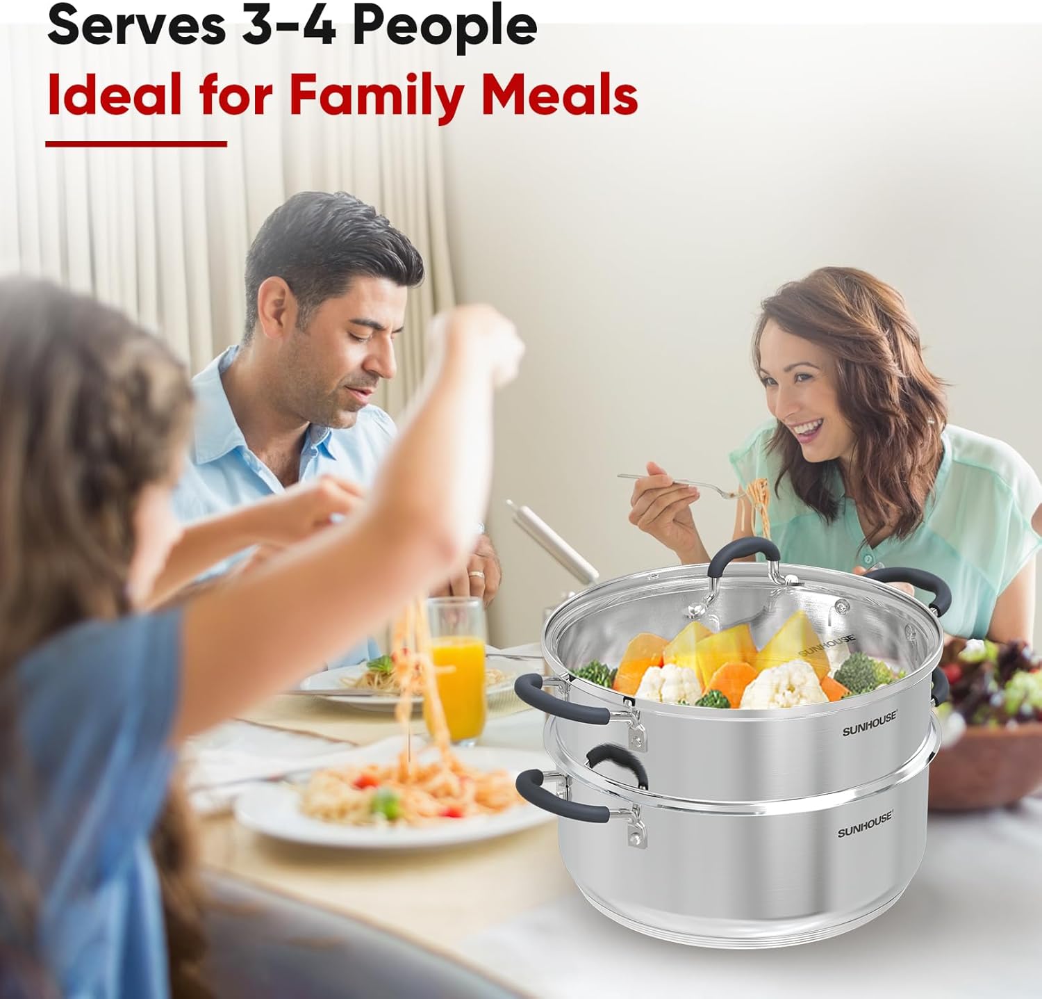 Sunhouse 55 Quarts Steamer Pot - Effortless Cooking for Healthy Meals