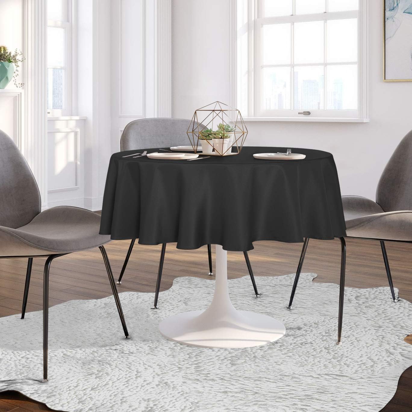 Sancua 60-inch Round Tablecloth - Durable Water-Resistant for Dining Camping