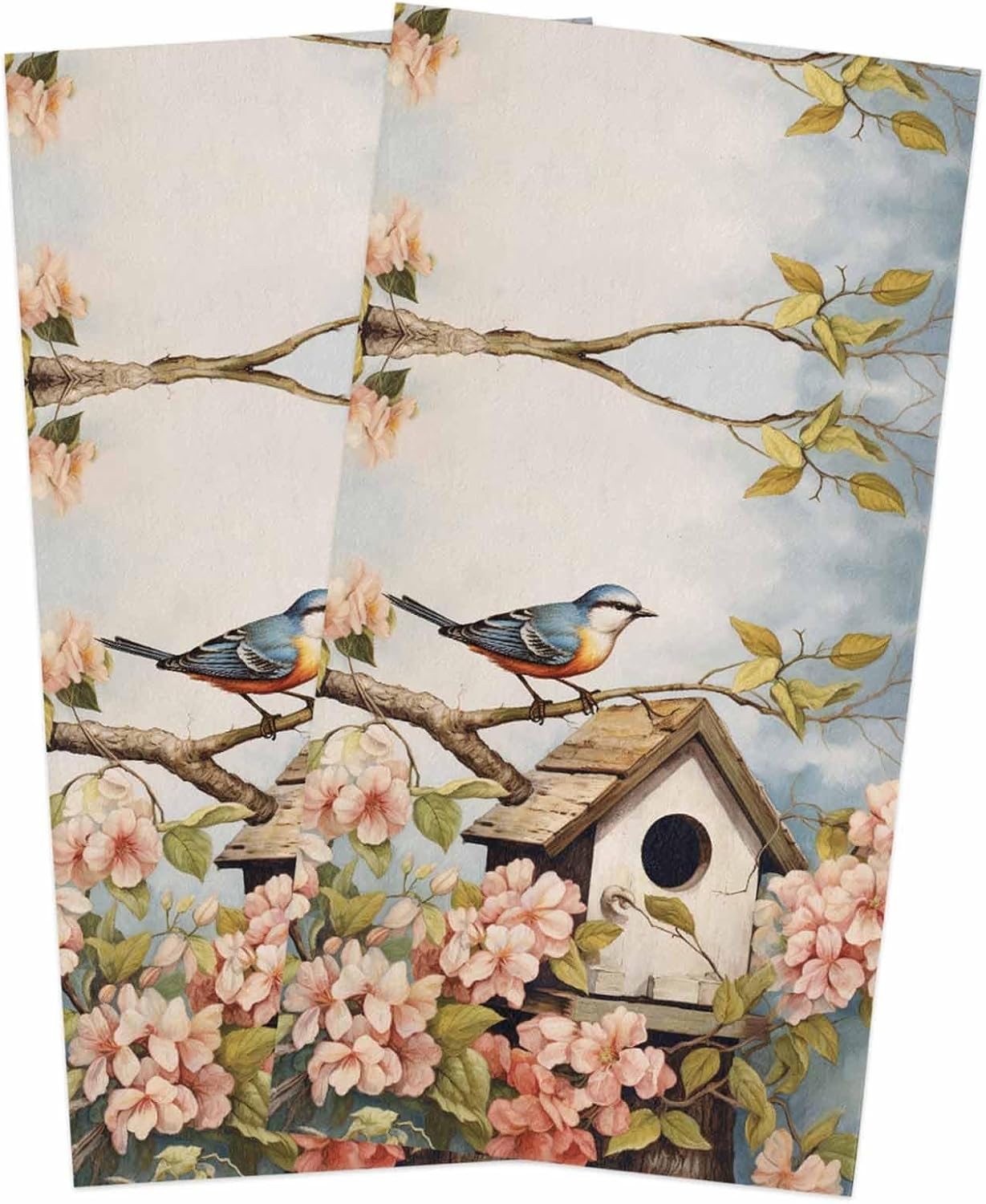ZOE GARDEN Farmhouse Kitchen Towels Vine Leaves Print 2-Piece