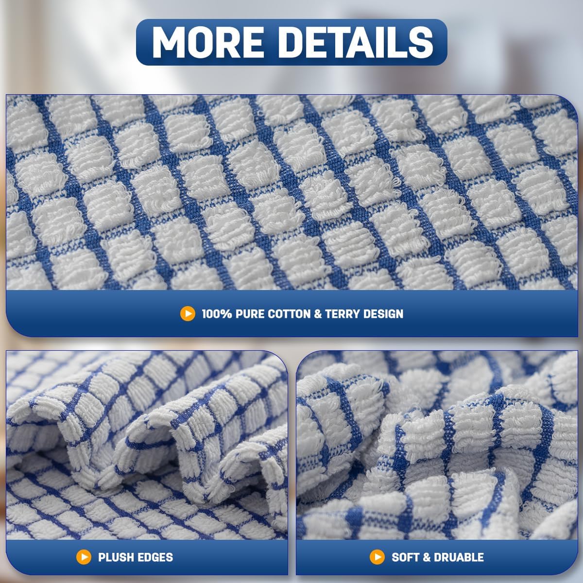 100 Cotton Kitchen Dish Towels 16x25 6Pack