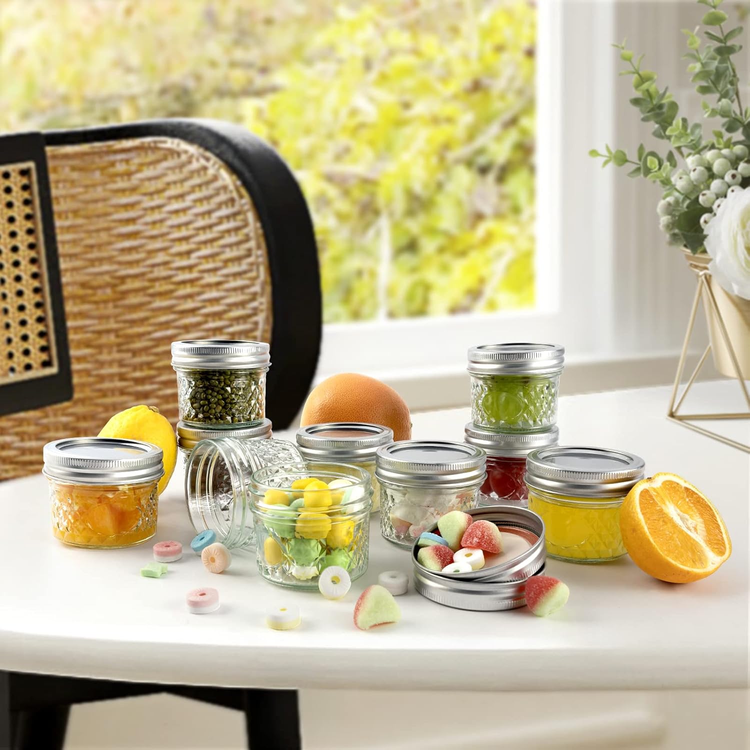 Asika Mini Glass Jars Canning Jars 4 oz With Lids