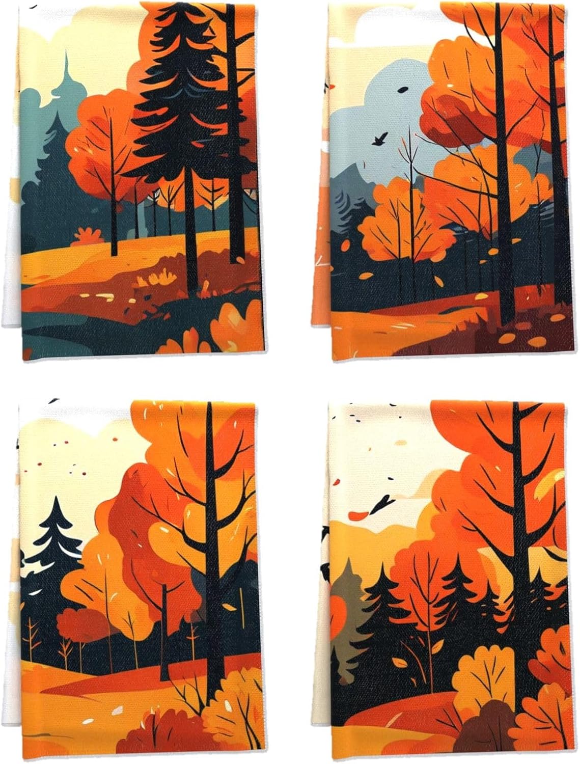 Oeught Autumn Pattern Tea Towels Set of 4 16x24