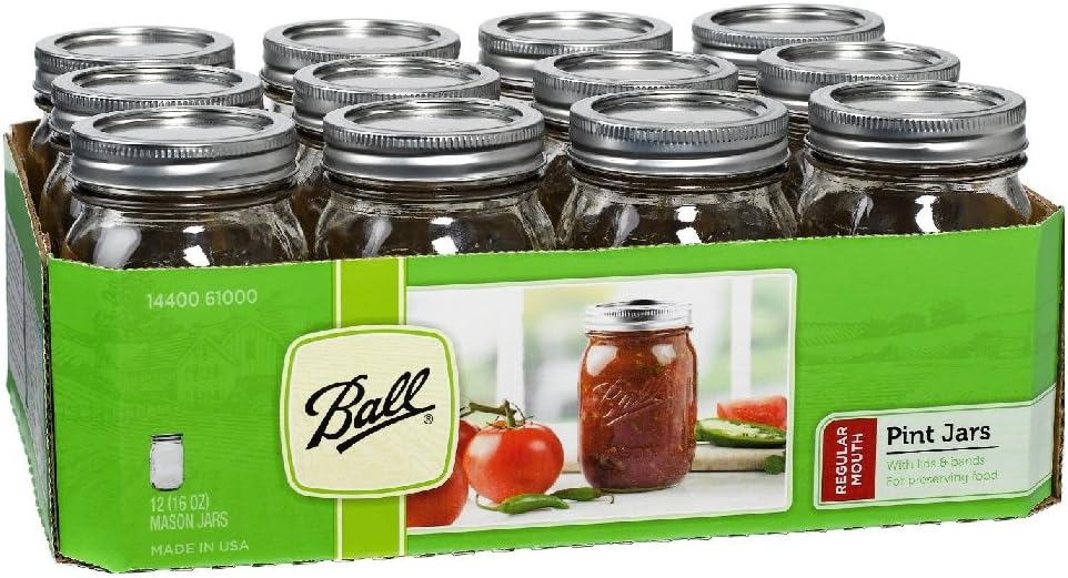 Ball Pint Jars Set of 12 Regular Mouth 16 oz