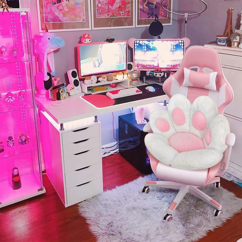 Kawaii Cat Paw Gaming Chair Cushion for Home Gaming and Office Use