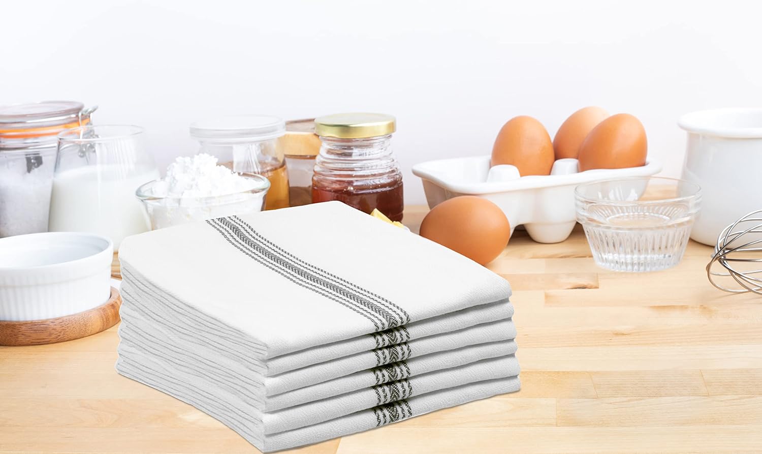 Cotton Craft Scandia Stripe 12-Pack Multi-Functional Kitchen Towels Eco-Friendly Reusable