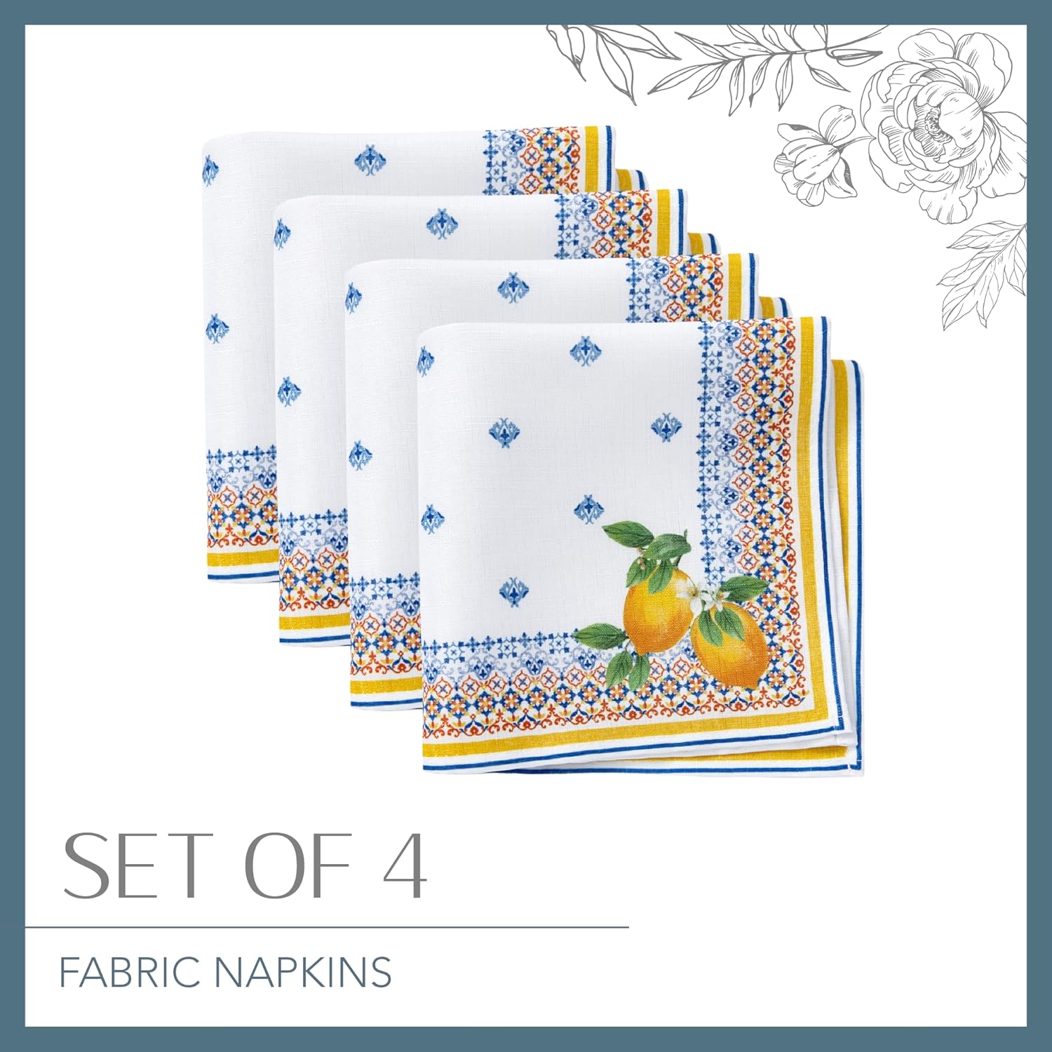 Elrene Home Fashions Capri Lemon Napkins