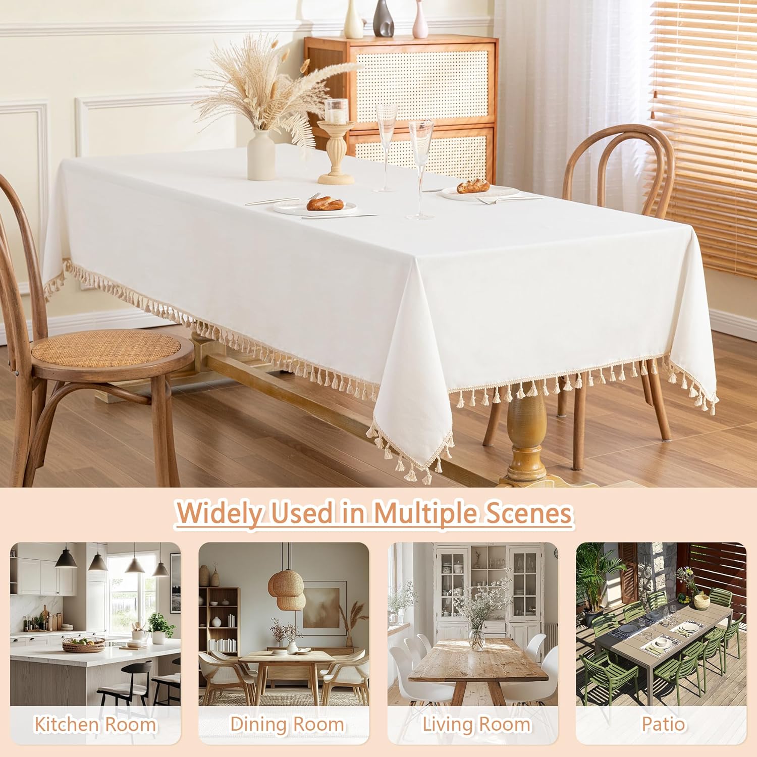 MYSKY HOME White rectangular tablecloth