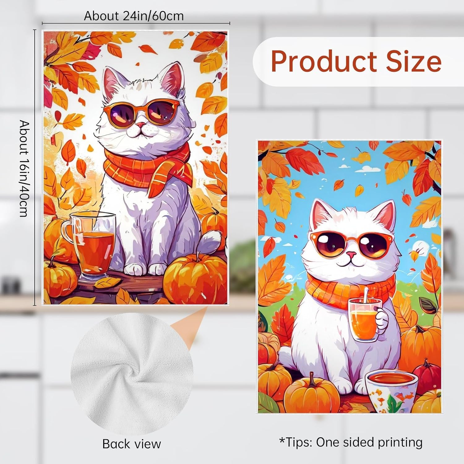 Oeught Autumn Themed Kitchen Towel Set 4Pcs 1