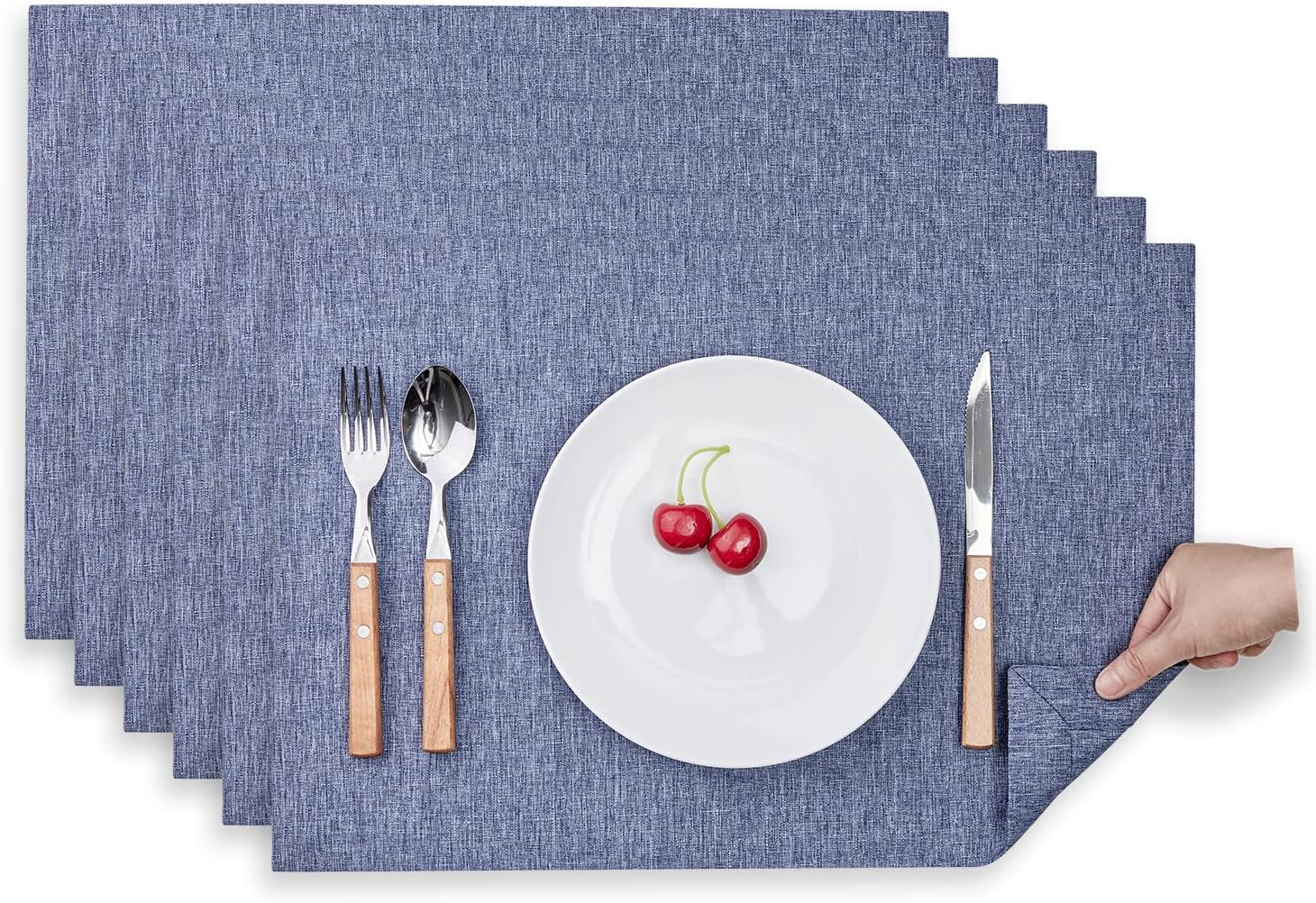 Mebakuk Cloth Placemats Machine Washable Denim Blue Place Mats for Kitchen Use