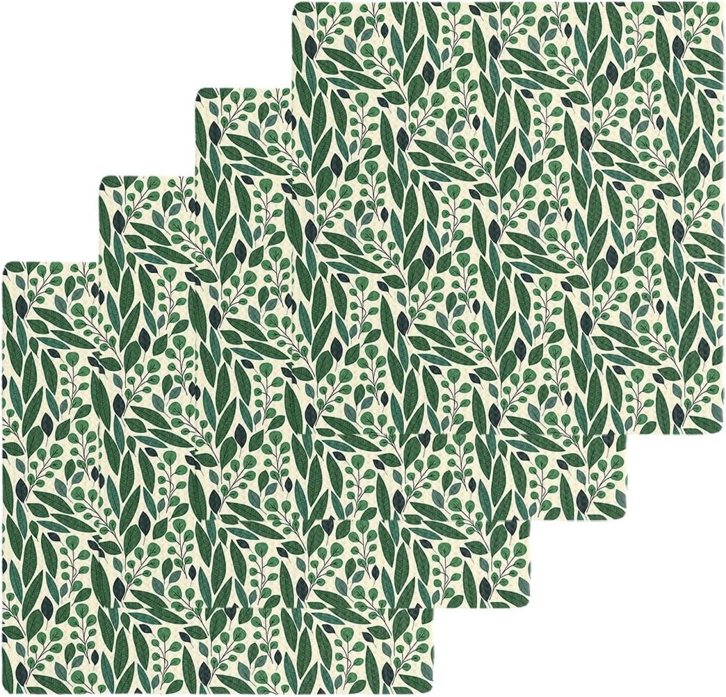 Fresh Soft Tree Leaf Waffle Kitchen Dish Towels Set of 4 12x12