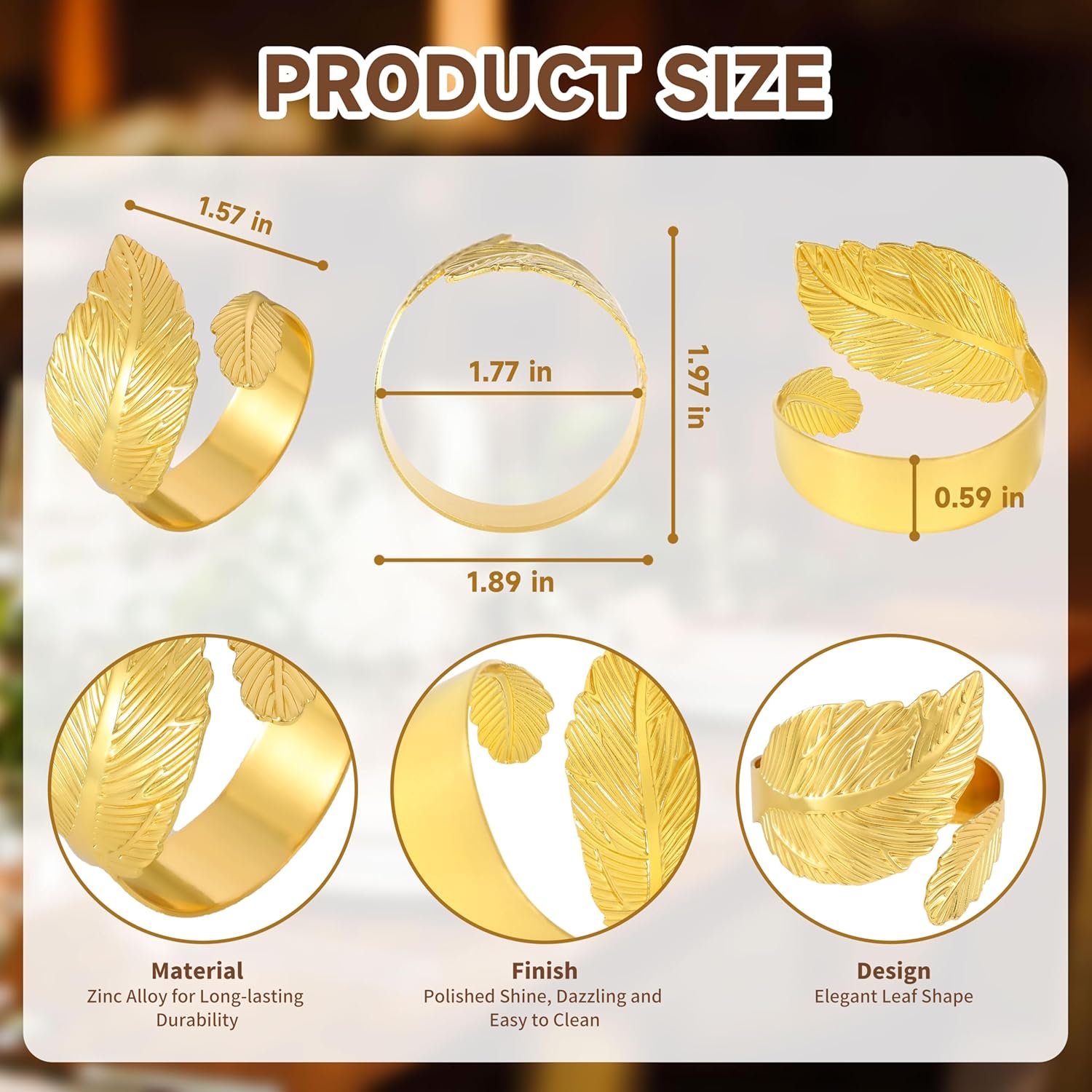 12 Joyful Napkin Rings Elegant Gold Leaf Napkins for Every Occasion