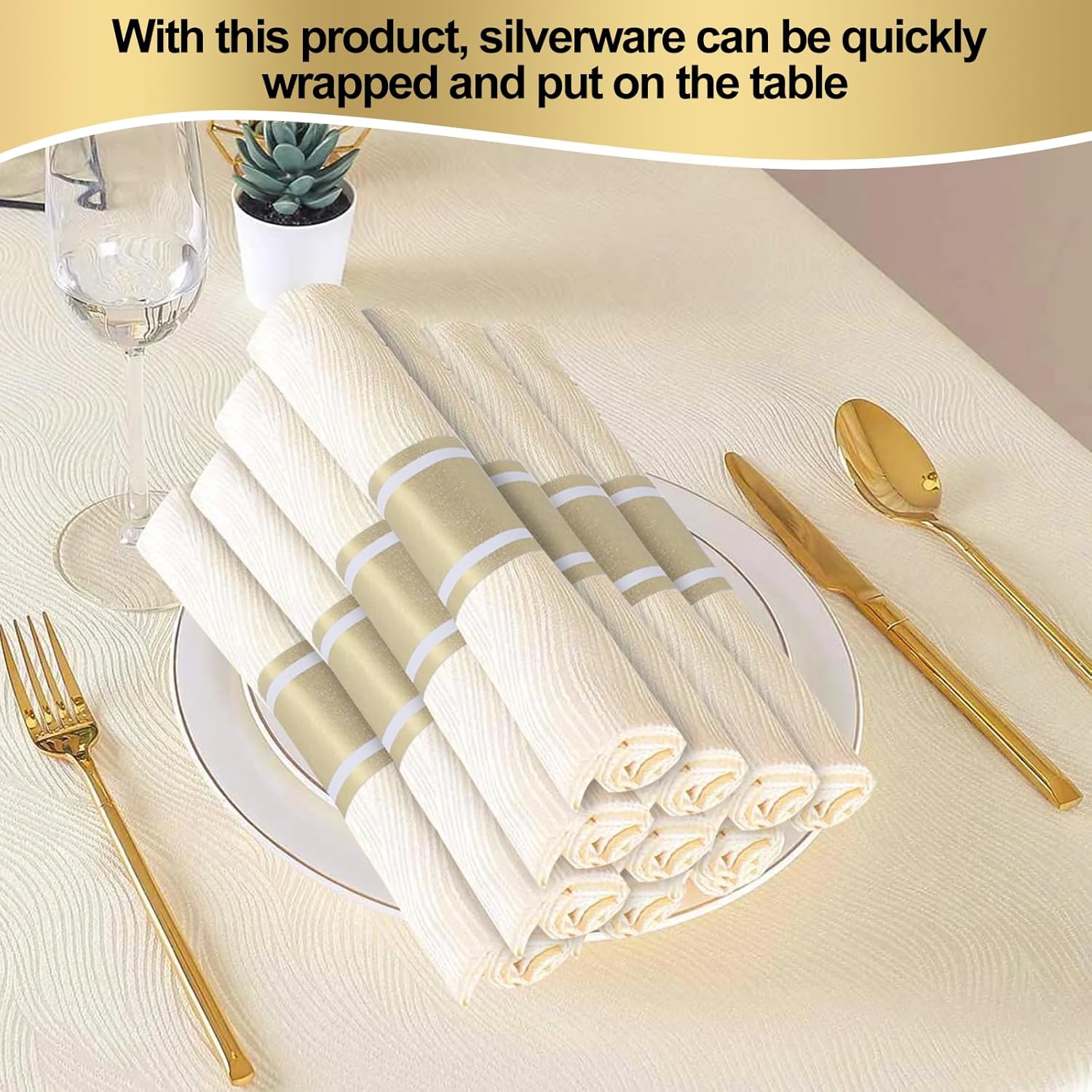 Germiwipe 200PCS Matte Gold Silverware Napkin Rings