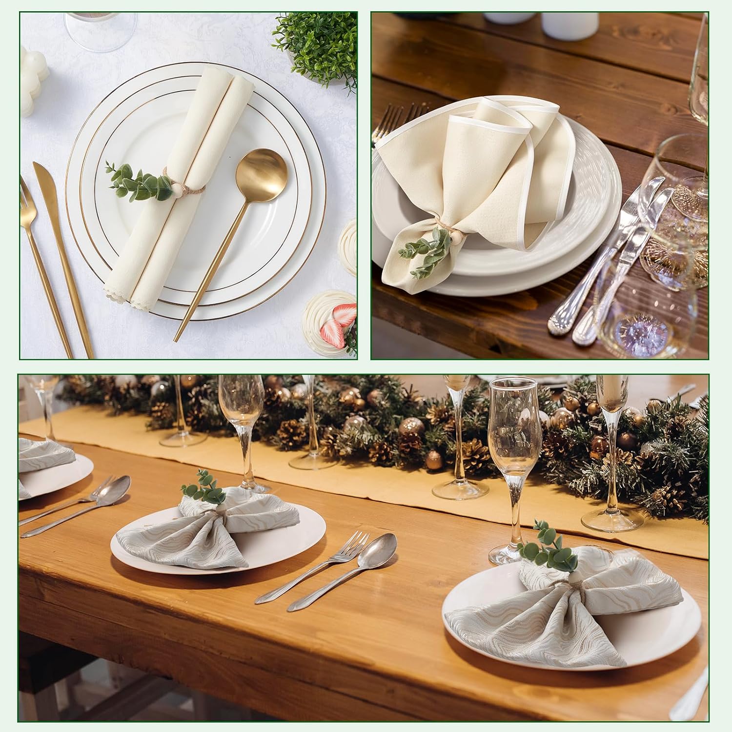 Bohemian Eucalyptus Napkin Rings 6-Piece Set for Weddings and Parties