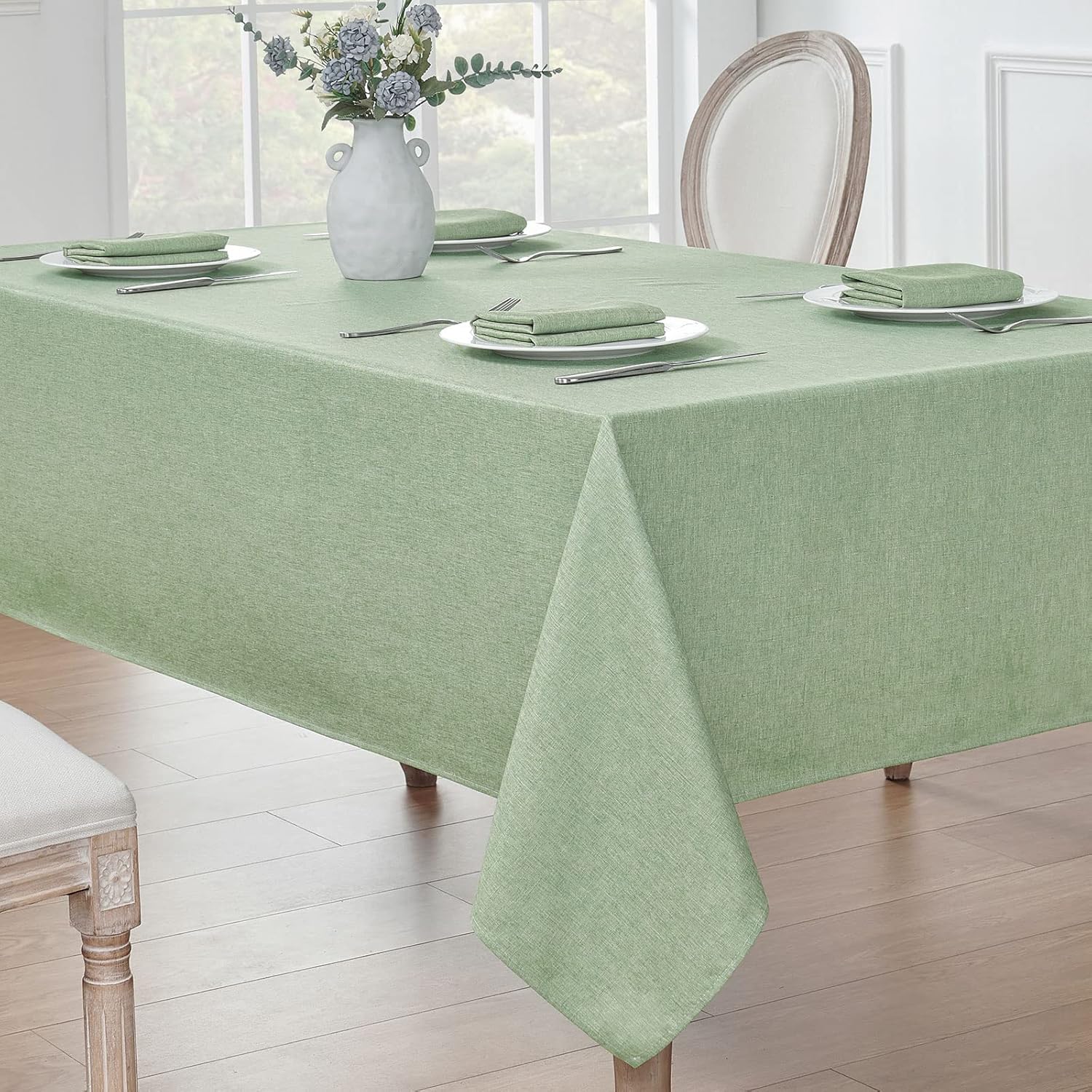 Stain-Resistant Water Resistant Rectangle Tablecloth 60x84 Sage Green