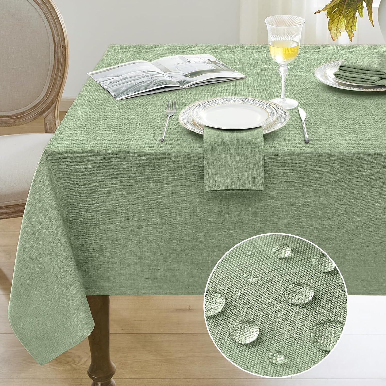 Sage Green burlap tablecloth waterproof for any setting