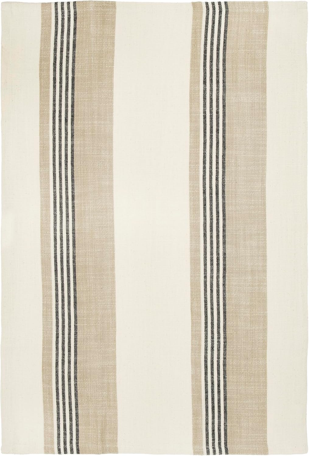 Creative Co-Op Striped Cotton Tea Towels Set of 3 Tan Grey