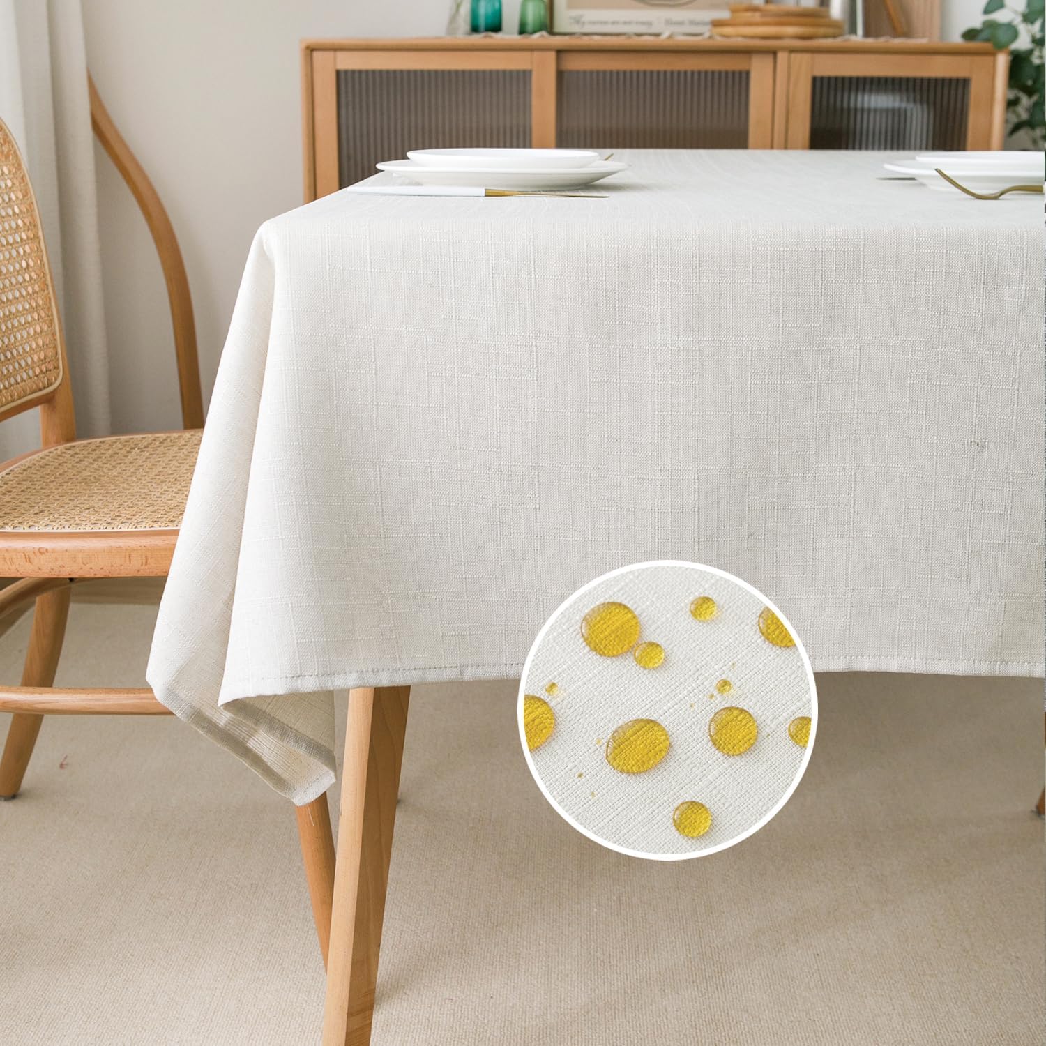 NLMUVW 42x42 inch Water-Resistant Linen Tablecloth
