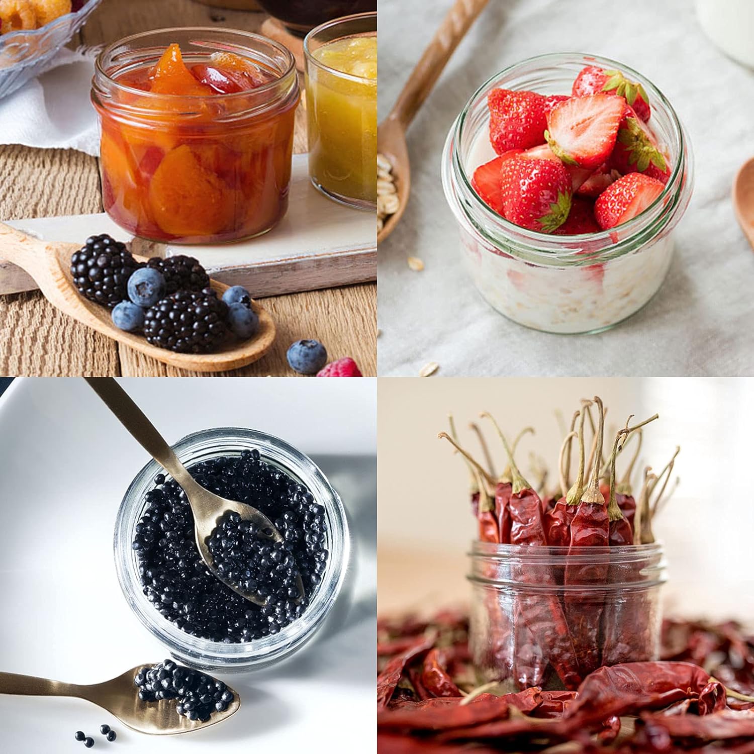 EkkoVla 40-Piece Glass Jars with Black Lids