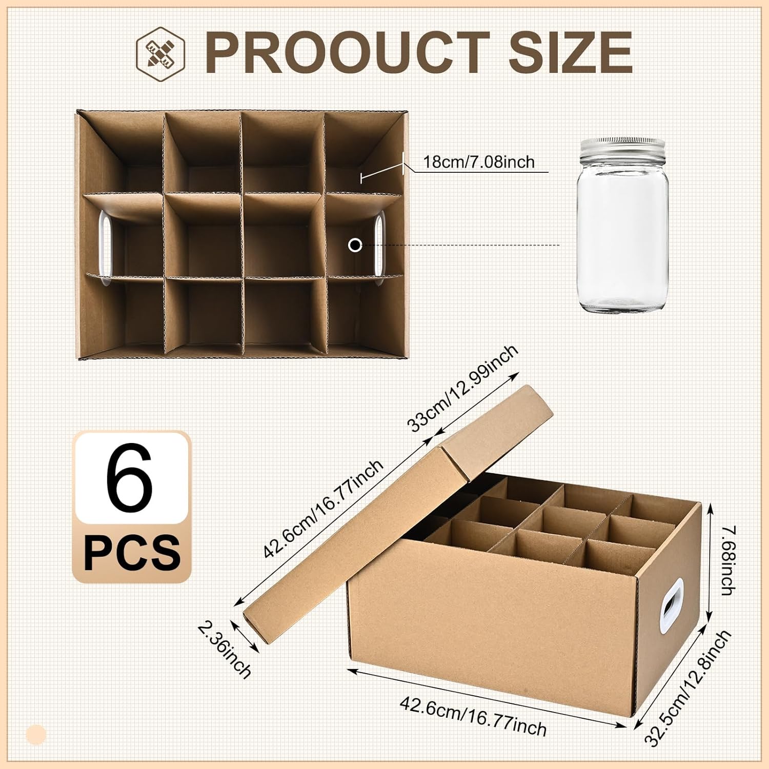 Mason Jar Storage Boxes 6 Pc
