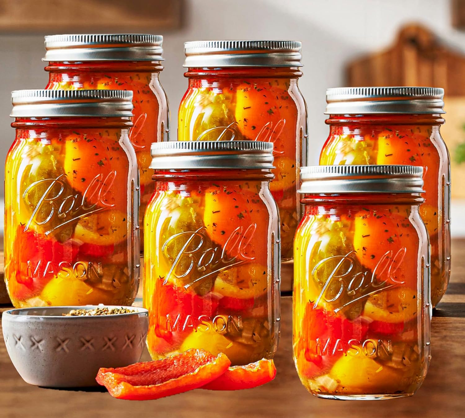 MEM WORLDSHOP Regular Mouth Mason Jars 16 oz - 6-Pack