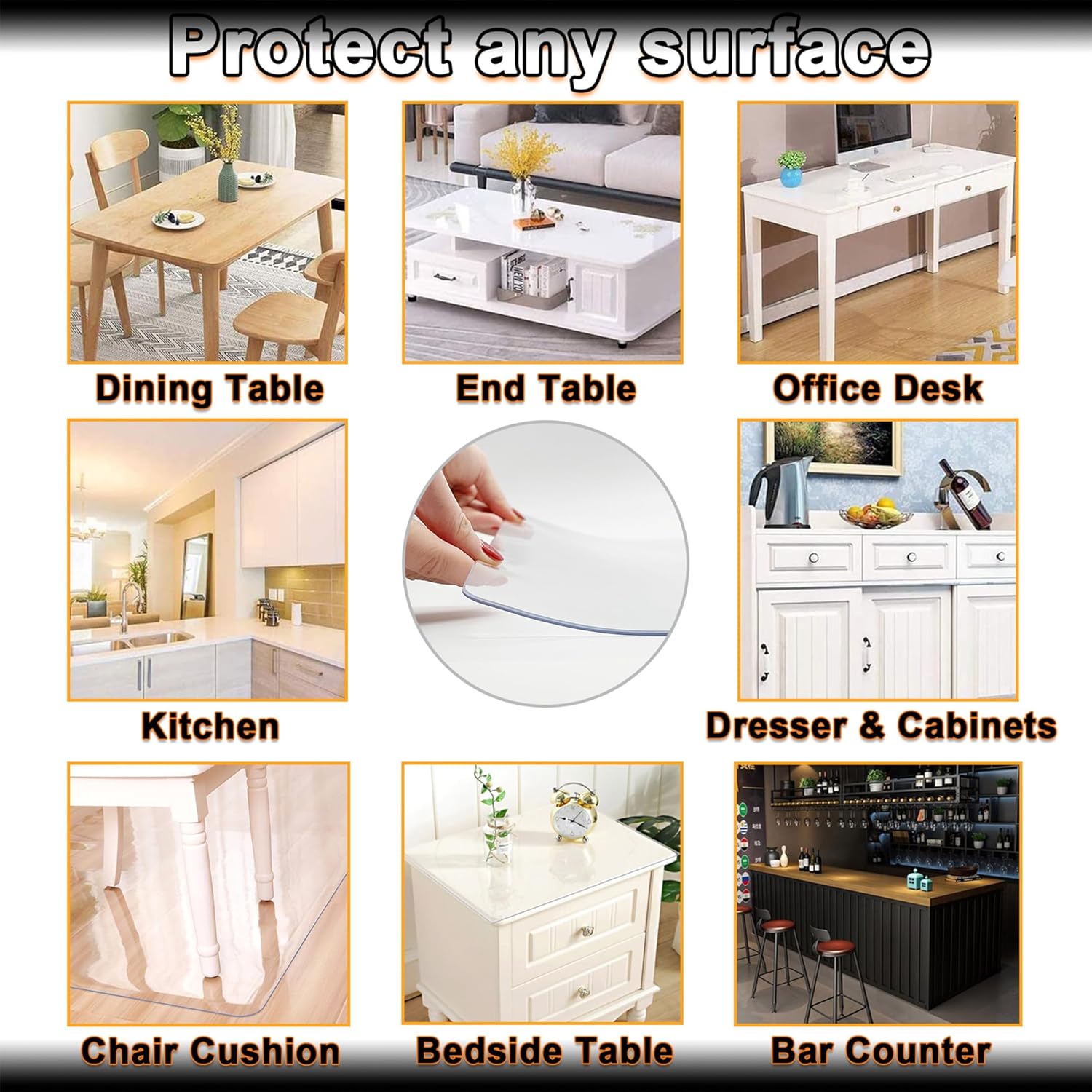 Feel Safe Durable Clear Protect 18x22 Picnic Tablecloth for Home Kitchen Banquet