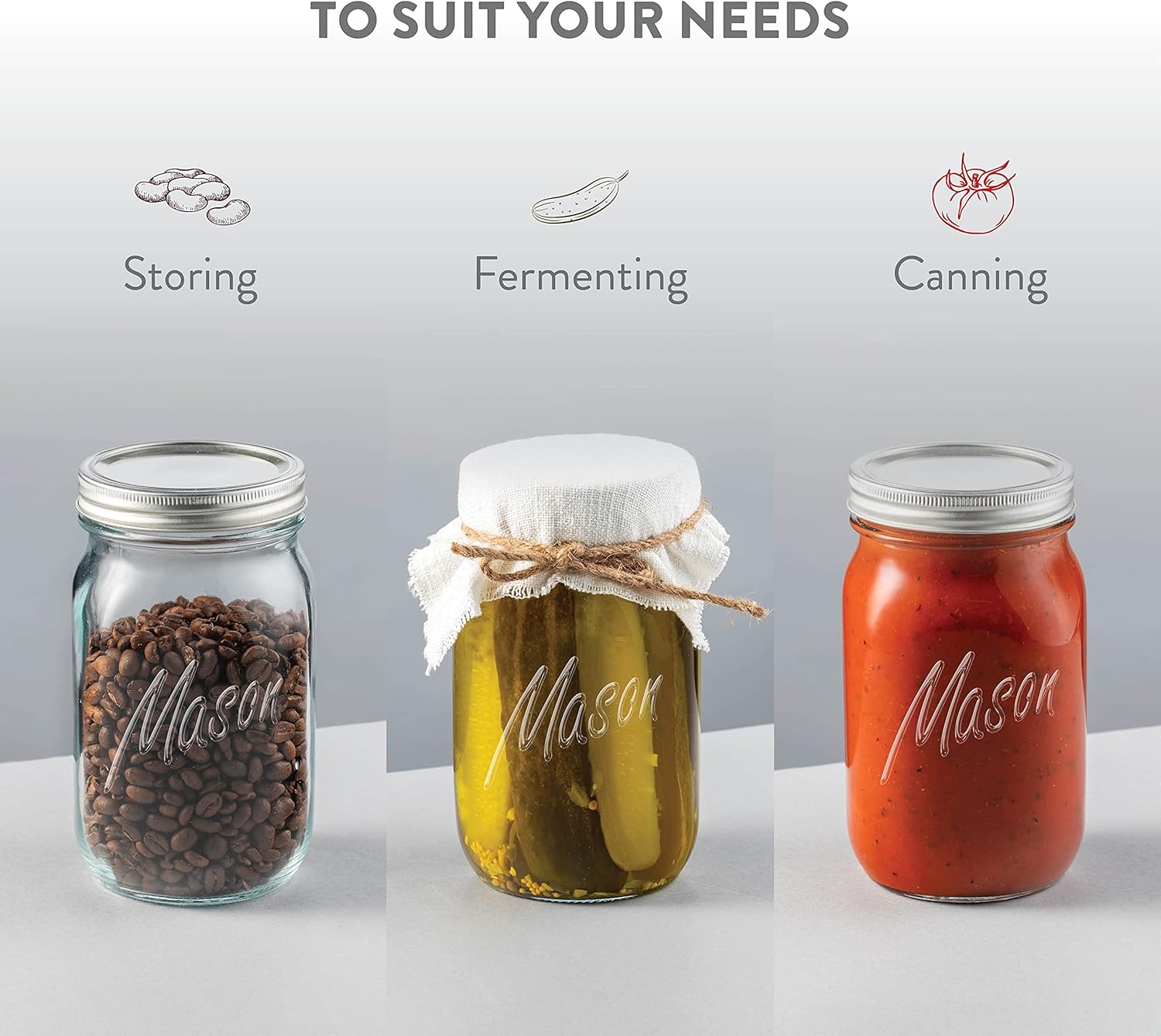 Easy to Use Mason Jar Set for Pickling Canning
