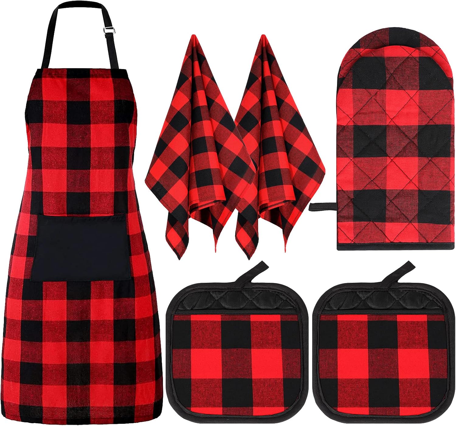 SATINIOR 6-Piece Buffalo Plaid Kitchen Set