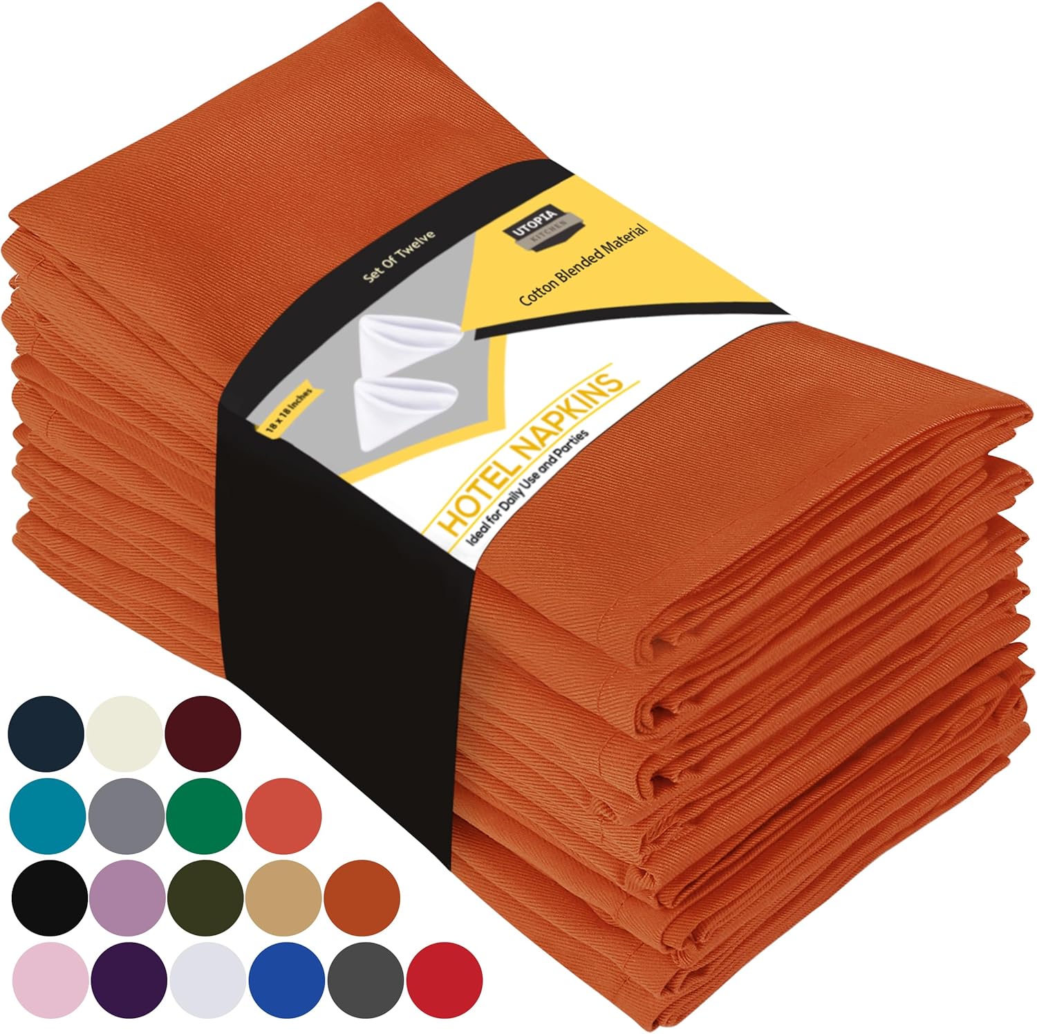 Utopia Kitchen Orange Cloth Napkins 12-Pack