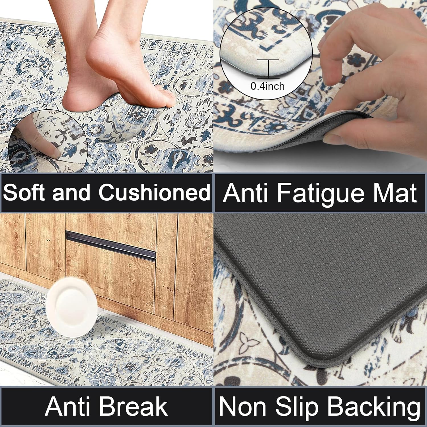 Vivid Standing Kitchen Mat Set
