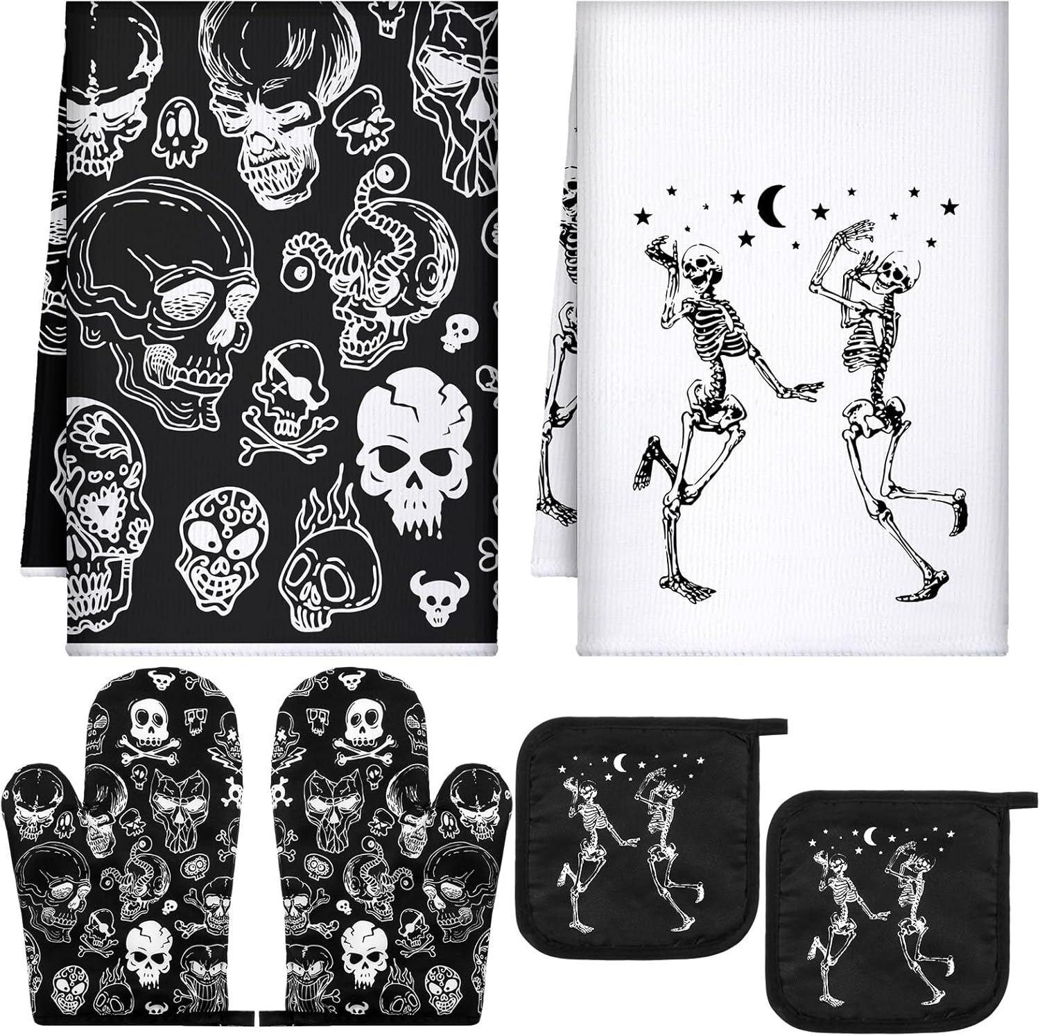 Spooky Skeleton Kitchen Set for Halloween or Home Cooking