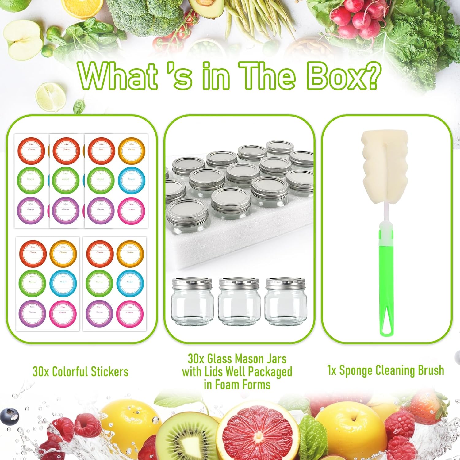 AuroTrends Mason Jars 8 oz 30Pcs Set