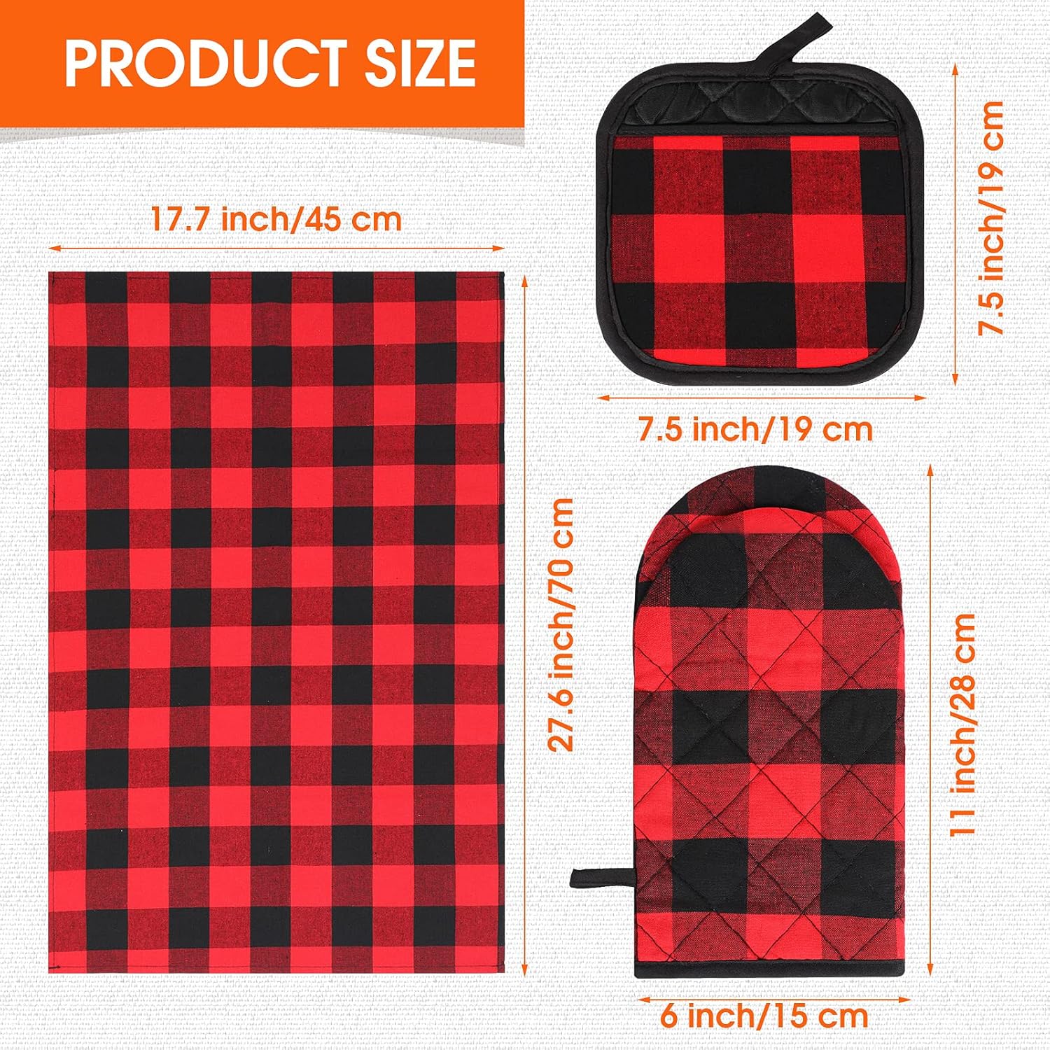 SATINIOR 6-Piece Buffalo Plaid Kitchen Set